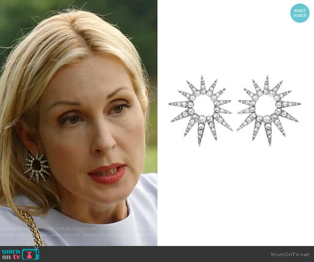Oscar de la Renta Crystal starburst earrings worn by Melissa Daniels (Kelly Rutherford) on Dynasty