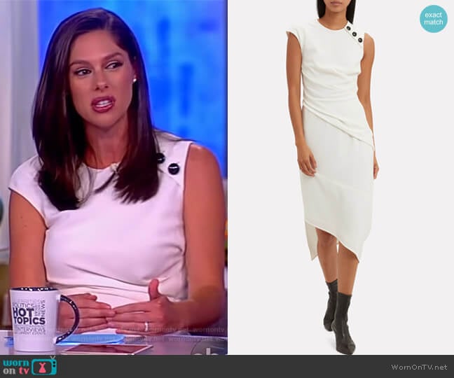Proenza Schouler Cap-Sleeve Textured Crepe Asymmetric Midi Dress worn by Abby Huntsman on The View