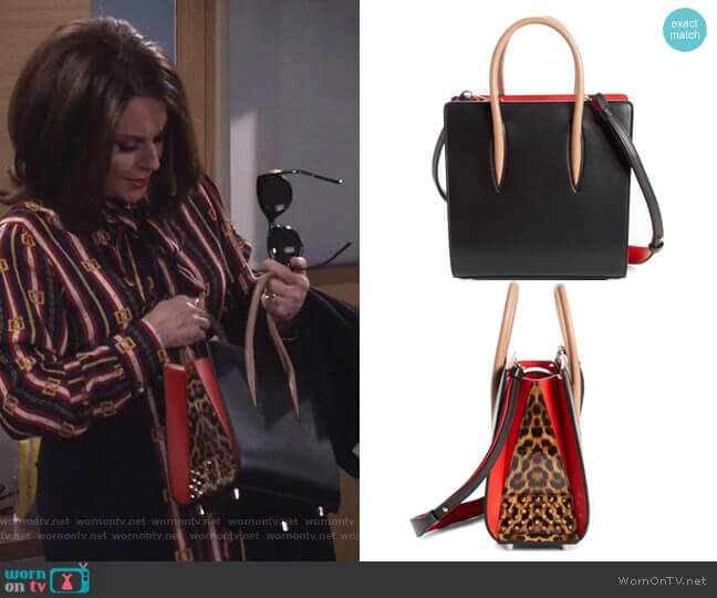 Christian Louboutin Paloma Calfskin Tote worn by Karen Walker (Megan Mullally) on Will and Grace