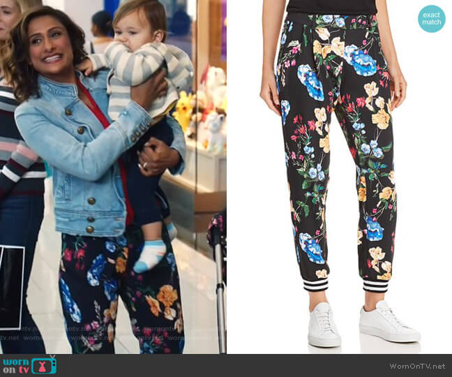Parker Sotero Floral Pants worn by Emet Kamala-Sweetzer (Sarayu Blue) on I Feel Bad