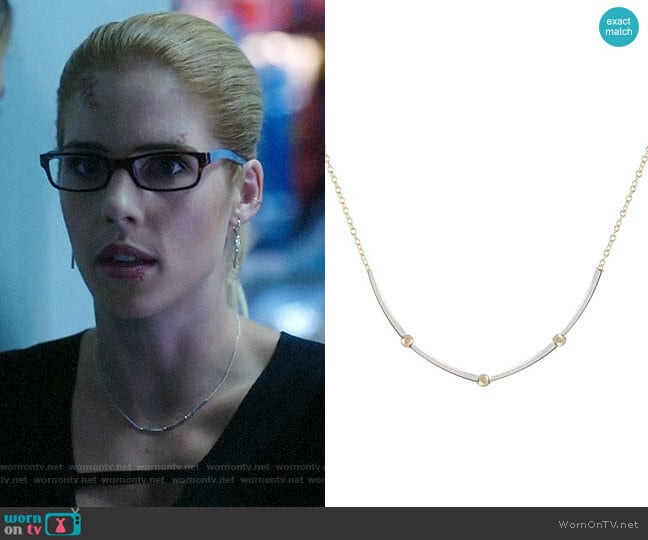 Peggy Li Square Tube Mixed Necklace worn by Felicity Smoak (Emily Bett Rickards) on Arrow