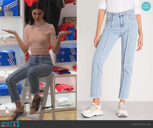 Rokh Raw-edged high-rise slim-fit jeans worn by Kendall Jenner on Keeping Up with the Kardashians