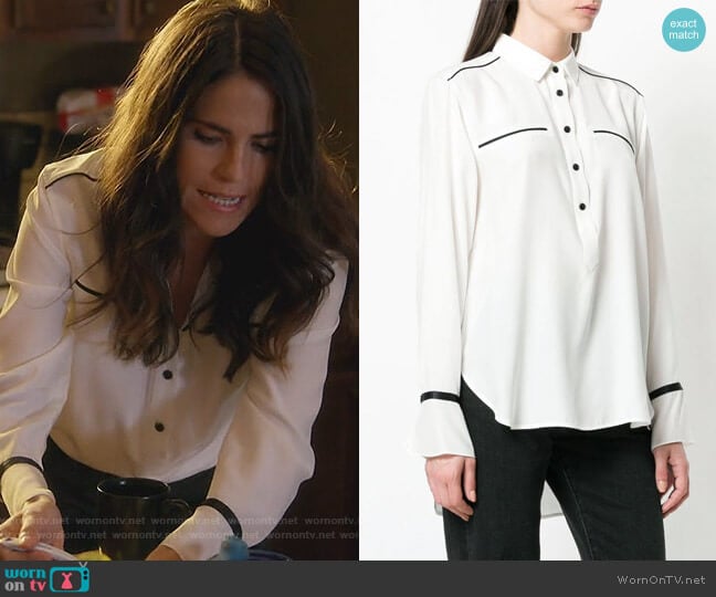 Rag & Bone Contrast Detail Buttoned Shirt worn by Laurel Castillo (Karla Souza) on How to Get Away with Murder