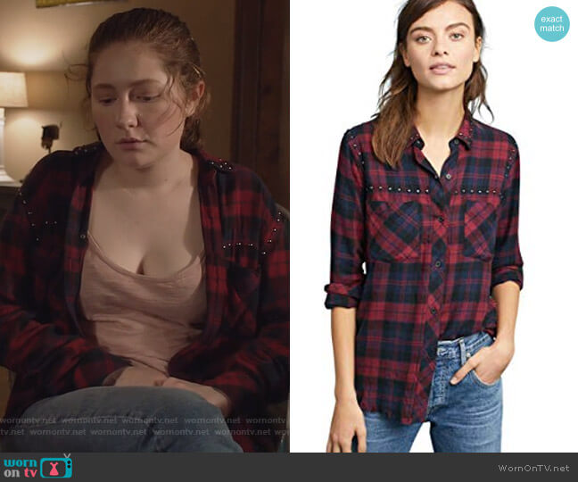Rails Rex Plaid Button-Front Studded Shirt worn by Debbie Gallagher (Emma Kenney) on Shameless