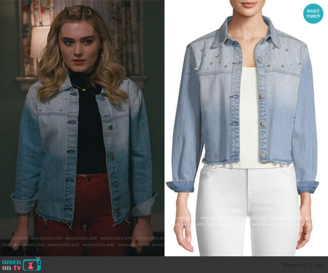 Rails Rylan Embellished Cropped Denim Jacket worn by Taylor Otto (Meg Donnelly) on American Housewife