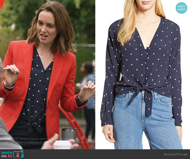 Rails Sloane Tie Front Top worn by Angie (Leighton Meester) on Single Parents