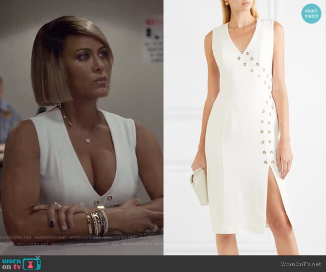 Rebecca Vallance Adriatic Eyelet-Embellished Crepe Midi Dress worn by Giselle (Nicole Ari Parker) on Empire