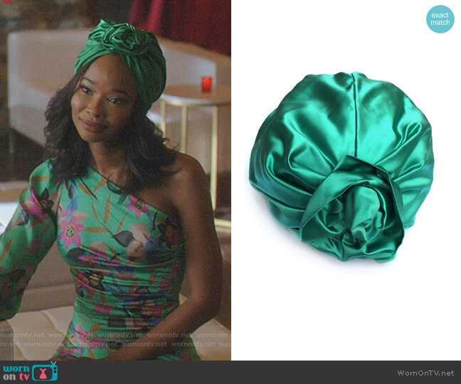 Jennifer Behr Rosette Full Turban worn by Monica Colby (Wakeema Hollis) on Dynasty