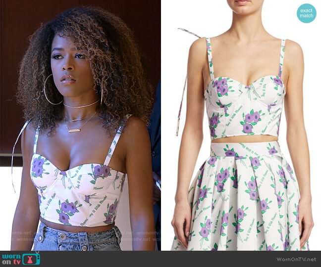 Rosie Assoulin Pintucked Floral Bustier worn by Tiana Brown (Serayah McNeill) on Empire