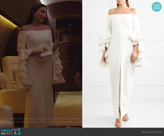 Ellery Ruffled Crepe Gown worn by Cristal Jennings (Daniella Alonso) on Dynasty