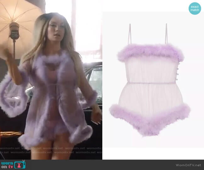 Savage x Fenty Sheer Marabou Romper worn by Star Davis (Jude Demorest) on Star