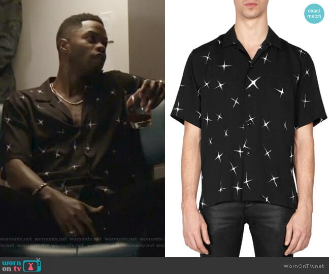 Saint Laurent Electric Star Button-Down Shirt worn by Jeff Colby (Sam Adegoke) on Dynasty