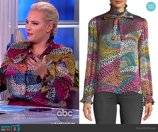Saloni Emile Silk-Blend Dotted Blouse worn by Meghan McCain on The View