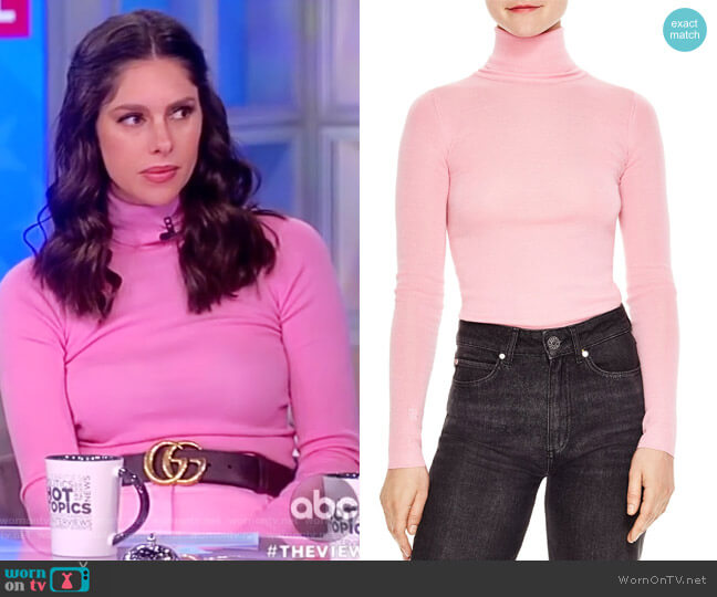 Sandro Calico Fitted Turtleneck Sweater worn by Abby Huntsman on The View