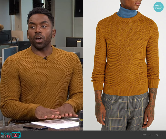 Sandro Honeycomb-Knit Sweater worn by Justin Sylvester on E! News