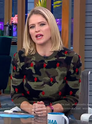 Sara’s camo sweater on GMA Day