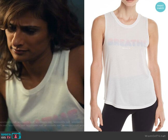 Spiritual Gangster Breathe Muscle Tank worn by Emet Kamala-Sweetzer (Sarayu Blue) on I Feel Bad