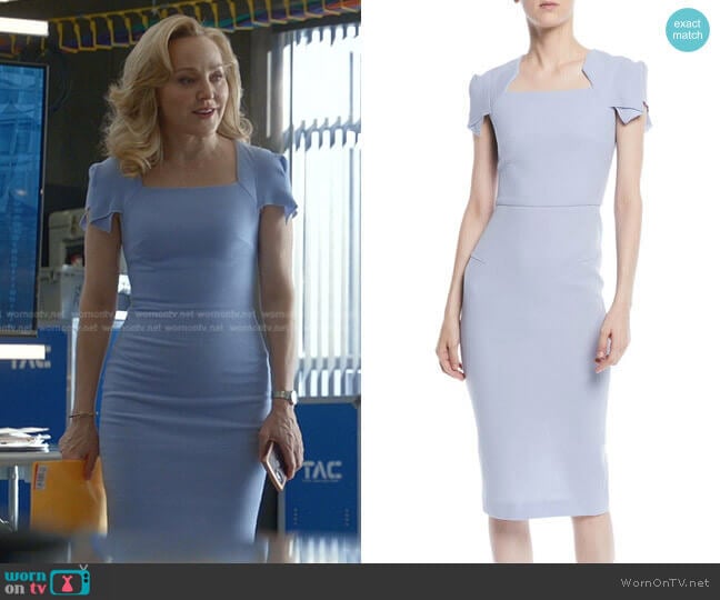 Roland Mouret Square-Neck Cap-Sleeve Sheath Dress worn by Marissa Morgan (Geneva Carr) on Bull