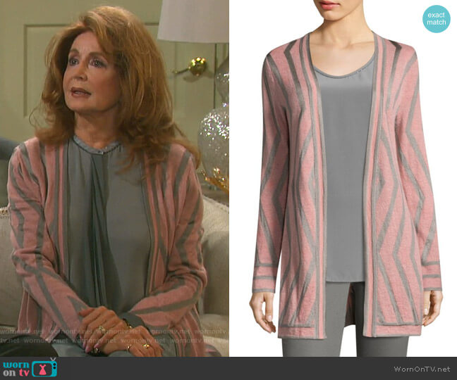St. John Collection Matte Jacquard Knit Cardigan worn by Maggie Horton (Suzanne Rogers) on Days of our Lives