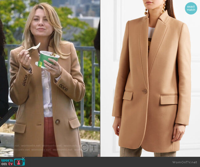 Stella McCartney Bryce Coat worn by Meredith Grey (Ellen Pompeo) on Greys Anatomy
