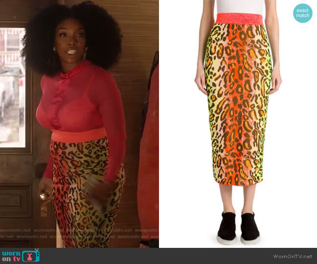 Stella McCartney Neon Jacquard Stretch Midi Skirt worn by Cassie Brown (Brandy Norwood) on Star
