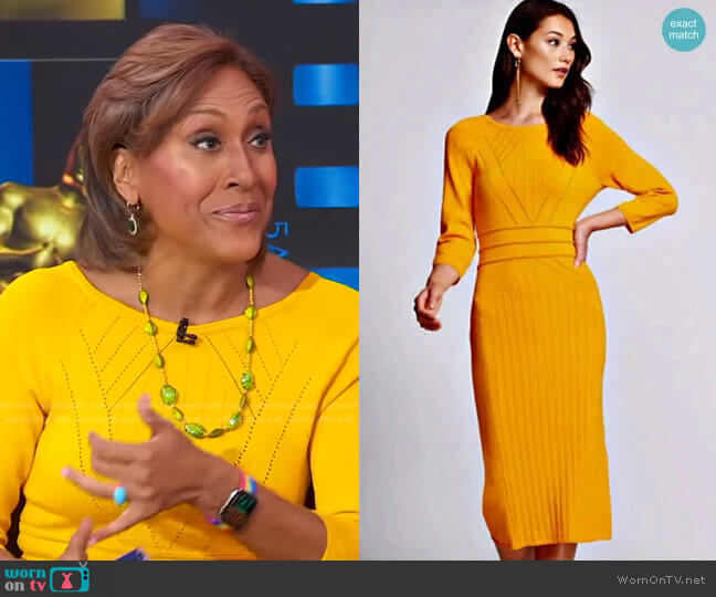 New York & Company Stitched Sweater Dress - Gabrielle Union Collection worn by Robin Roberts on Good Morning America