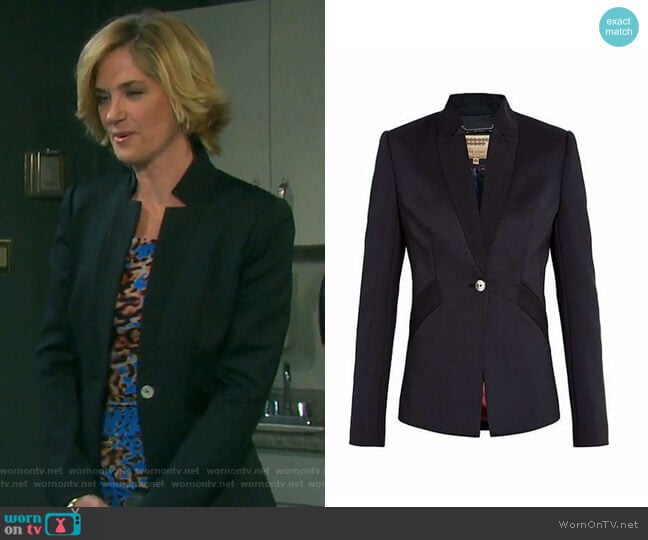 Ted Baker Aaleeya Ottoman Blazer worn by Eve Donovan (Kassie DePaiva) on Days of our Lives