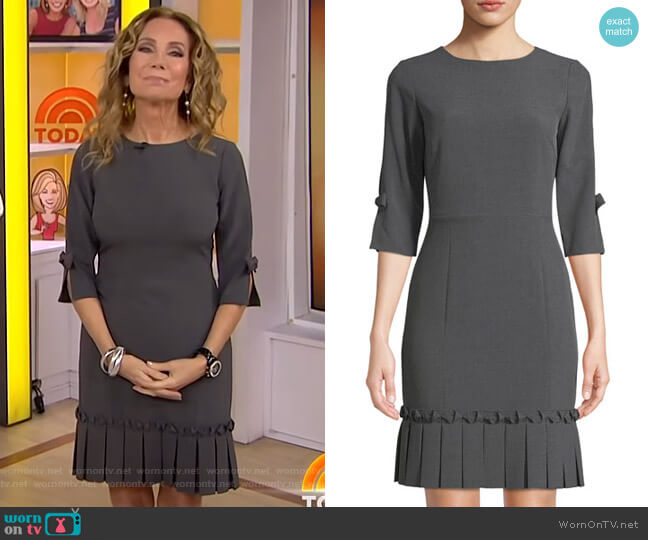 Tahari ASL Pleated-Trim Twill Sheath Dress worn by Kathie Lee Gifford on Today
