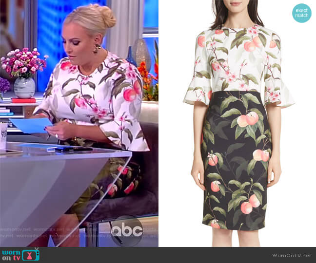Ted Baker Peach Blossom Sheath Dress worn by Meghan McCain on The View