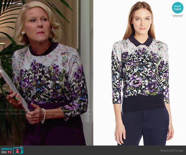 Ted Baker Ibele Entangled Enchantment Sweater worn by Pamela Douglas (Alley Mills) on The Bold and the Beautiful