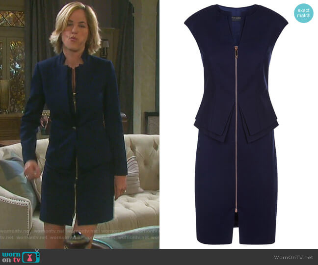 Ted Baker Structured Zip Peplum Dress worn by Eve Donovan (Kassie DePaiva) on Days of our Lives