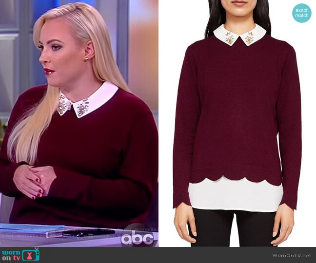 Ted Baker Suzaine Embellished Layered-Look Sweater worn by Meghan McCain on The View