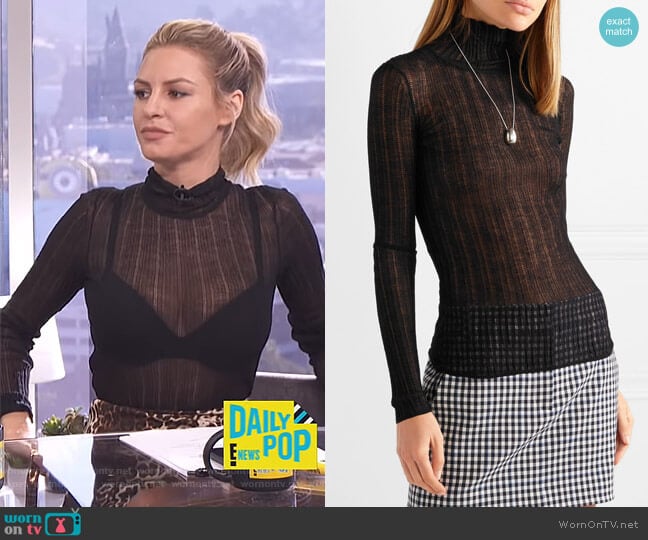 Theory Sheer Turtleneck Top worn by Morgan Stewart on E! News
