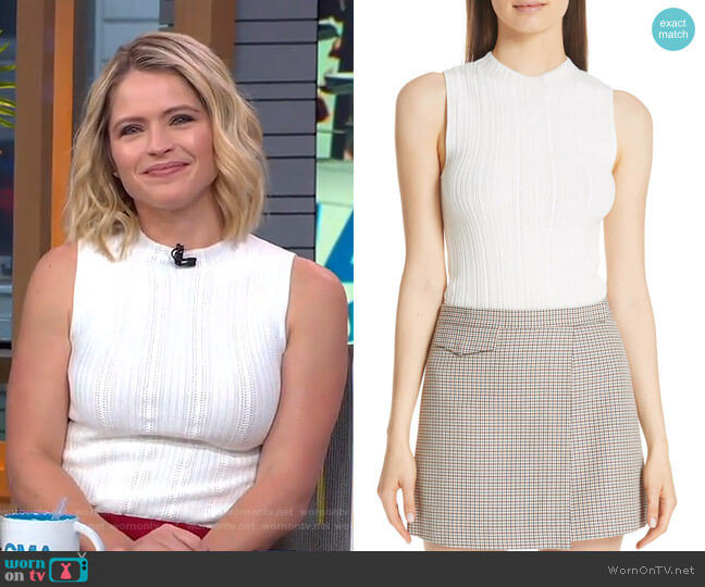 Theory Pointelle Knit Shell worn by Sara Haines on Good Morning America