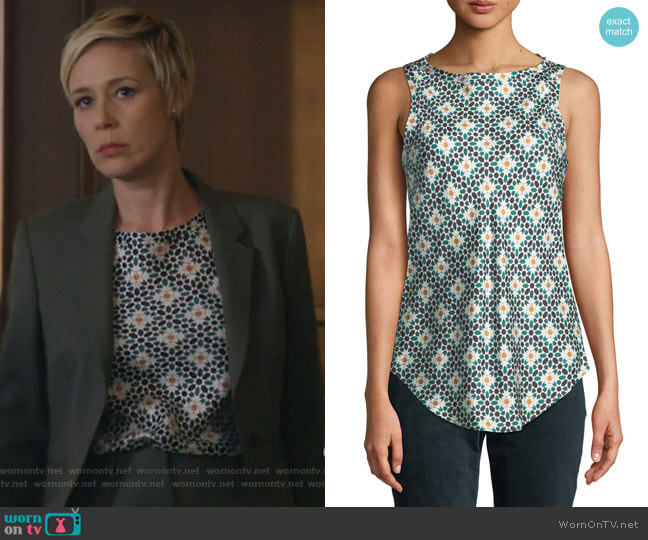 Theory Printed Silk Sleeveless Racerback Top worn by Bonnie Winterbottom (Liza Weil) on How to Get Away with Murder