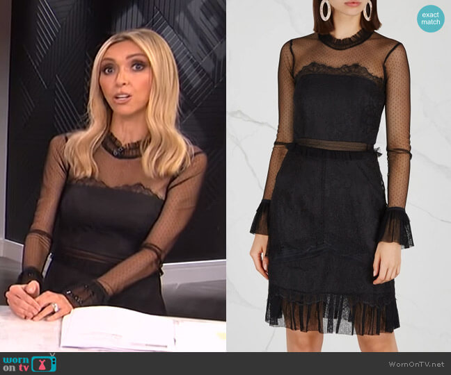 Three Floor Pitch Black Lace Mini Dress worn by Giuliana Rancic on E! News