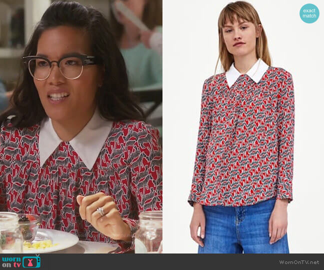 Zara Top with Contrasting Collar worn by Doris (Ali Wong) on American Housewife