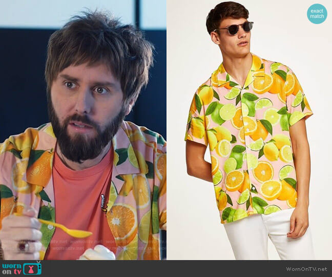 Topman Lemon Print Camp Shirt worn by Chewey (James Buckley) on I Feel Bad