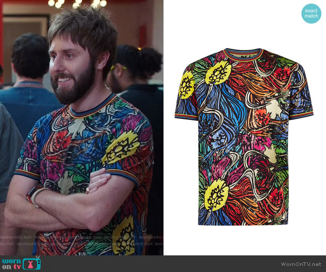 Topman Multicoloured Floral T-Shirt worn by Chewey (James Buckley) on I Feel Bad