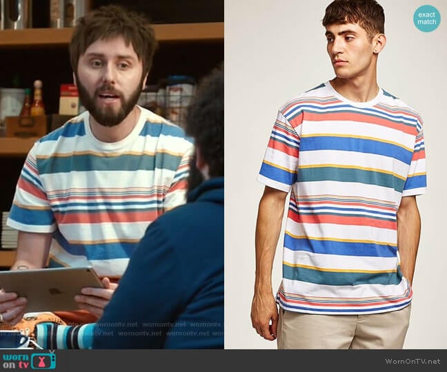Topman Rainbow Stripe T-Shirt worn by Chewey (James Buckley) on I Feel Bad