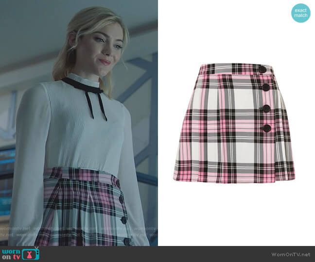 Topshop Tartan Checked Button Kilt A-Line Skirt worn by The Frost Sisters (Skyler Samuels) on The Gifted