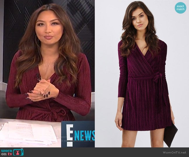 Topshop Pleated Velvet Wrap Dress worn by Jeannie Mai on E! News