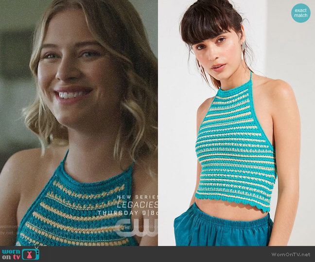 Urban Outfitters Millie Crochet Halter Cropped Tank Top worn by Polly Cooper (Tiera Skovbye) on Riverdale