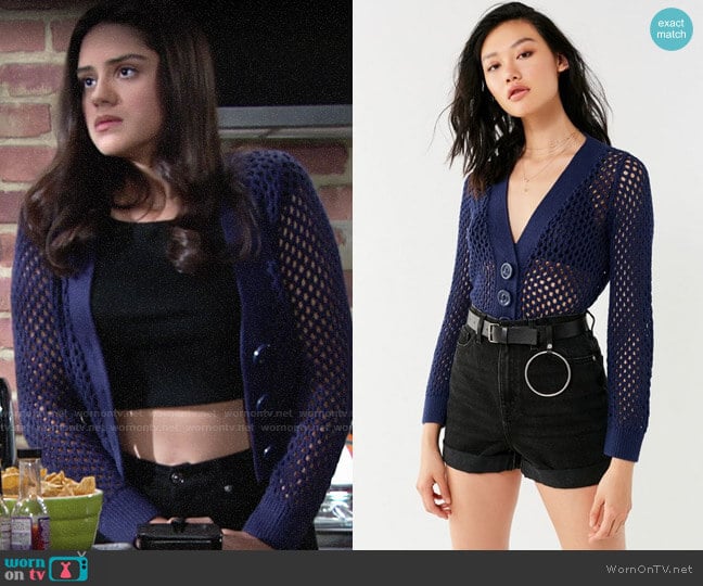 Urban Outfitters Zola Open-Stitch Cropped Cardigan worn by Lola Rosales (Sasha Calle) on The Young and the Restless
