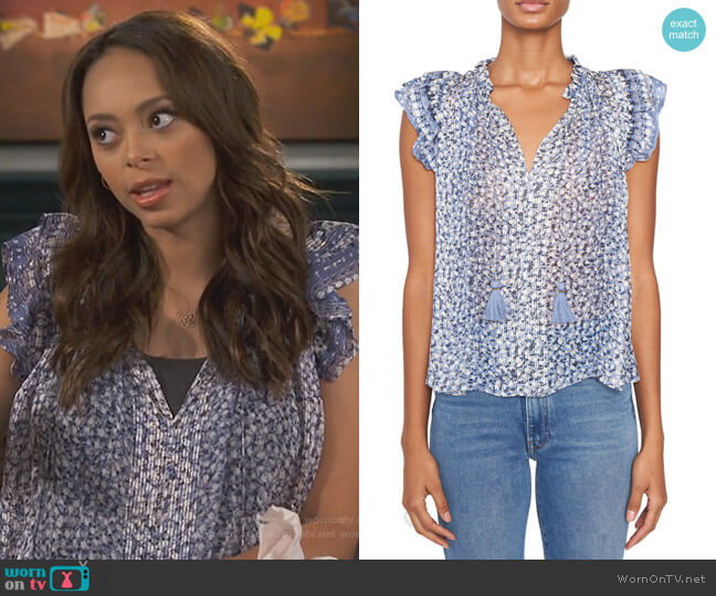 Ulla Johnson Doria Blouse worn by Claire (Amber Stevens West) on Happy Together