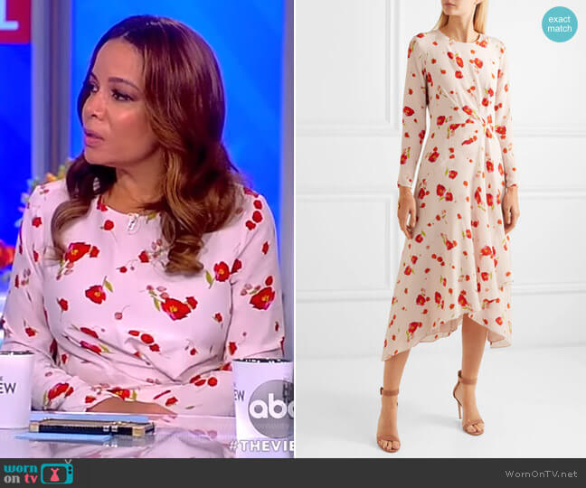 Vilshenko Romona floral-print silk crepe de chine midi dress worn by Sunny Hostin on The View