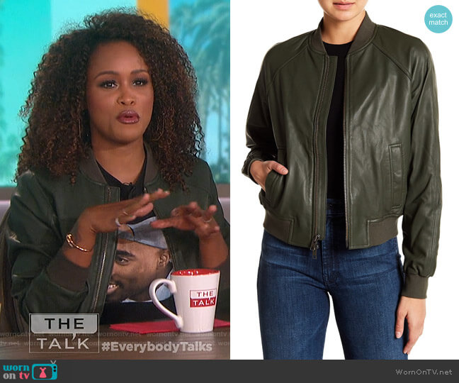 Vince Leather Bomber Jacket worn by Eve on The Talk