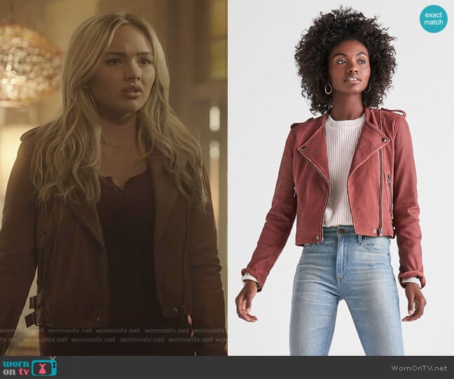 Lucky Brand Washed Leather Moto Jacket worn by Lauren Strucker (Natalie Alyn Lind) on The Gifted