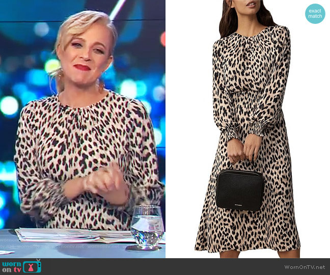 Witchery Animal Midi Dress worn by Carrie Bickmore on The Project