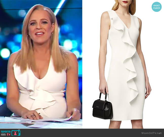 Witchery Ruffle Knit Dress worn by Carrie Bickmore on The Project